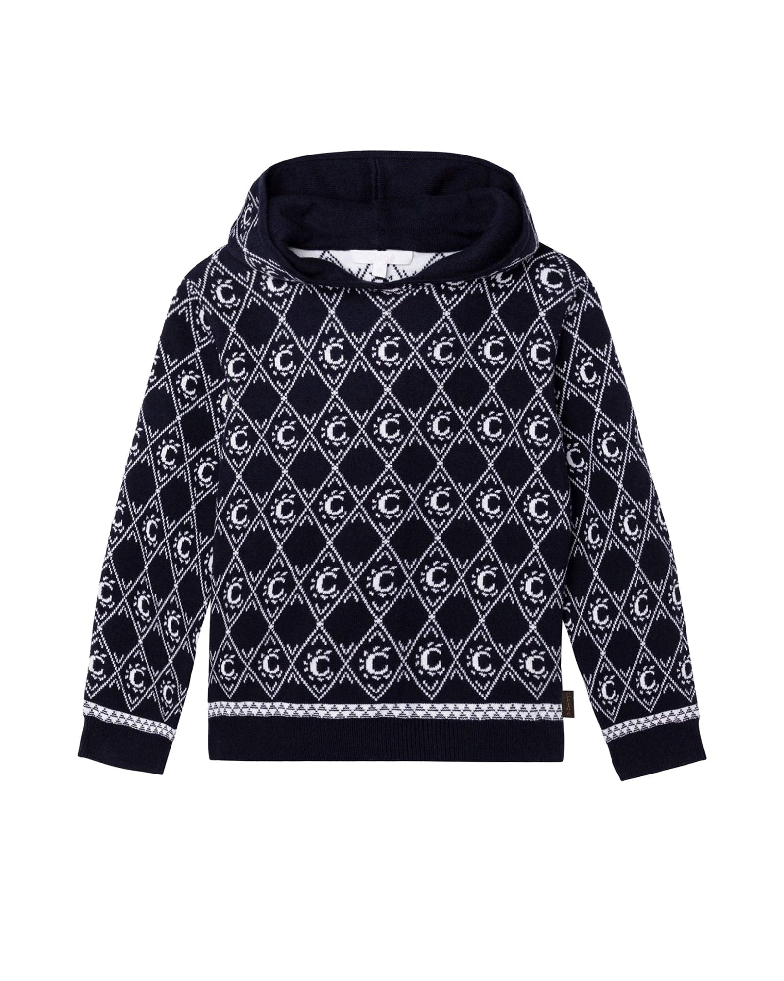 Pull à capuche en coton - Bleu amiral