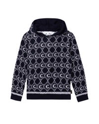 Pull à capuche en coton - Bleu Amiral
