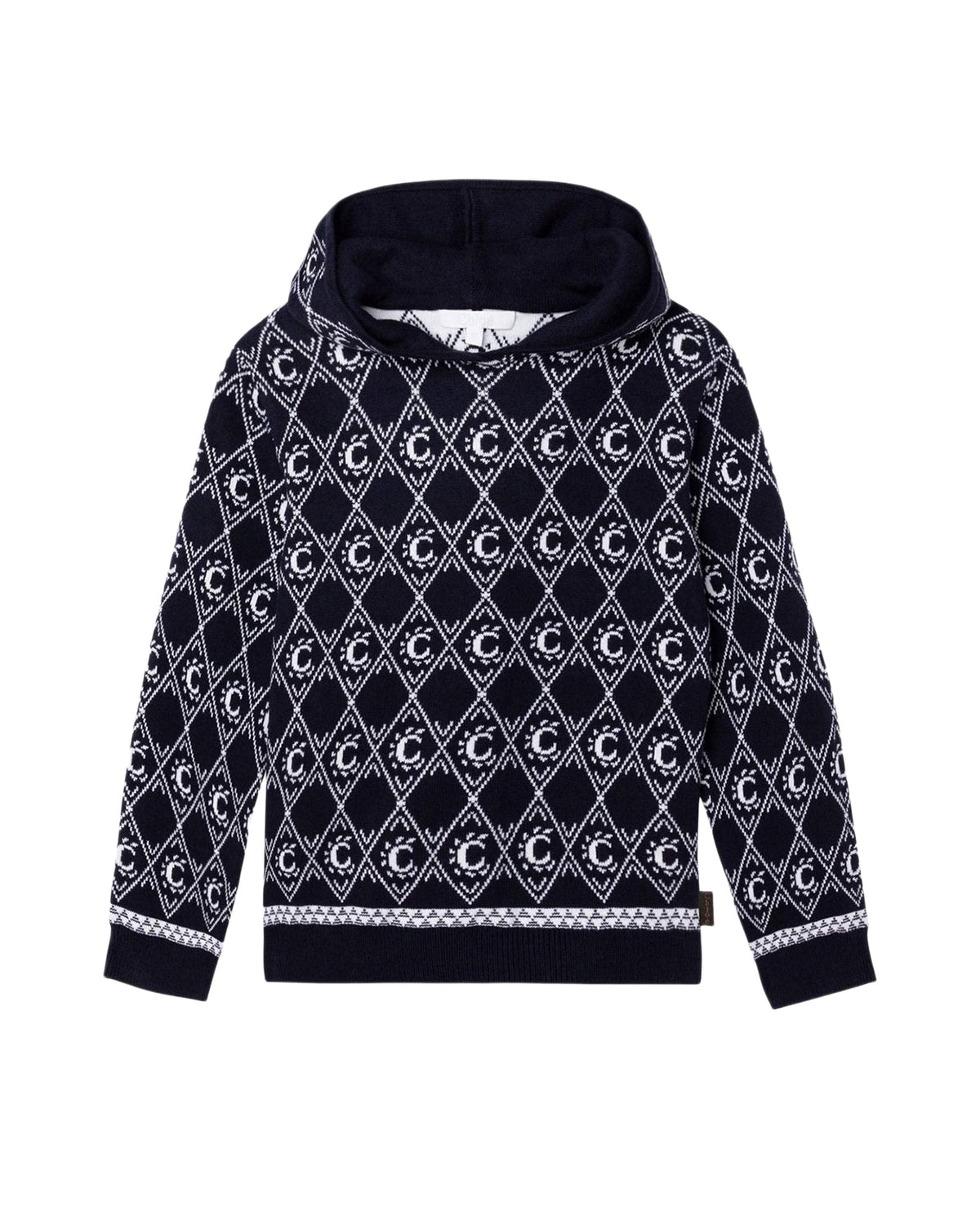 Pull à capuche en coton - Bleu Amiral