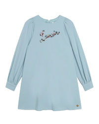 Robe de cérémonie en crêpe avec sigle manuscrit - Glacier Blue