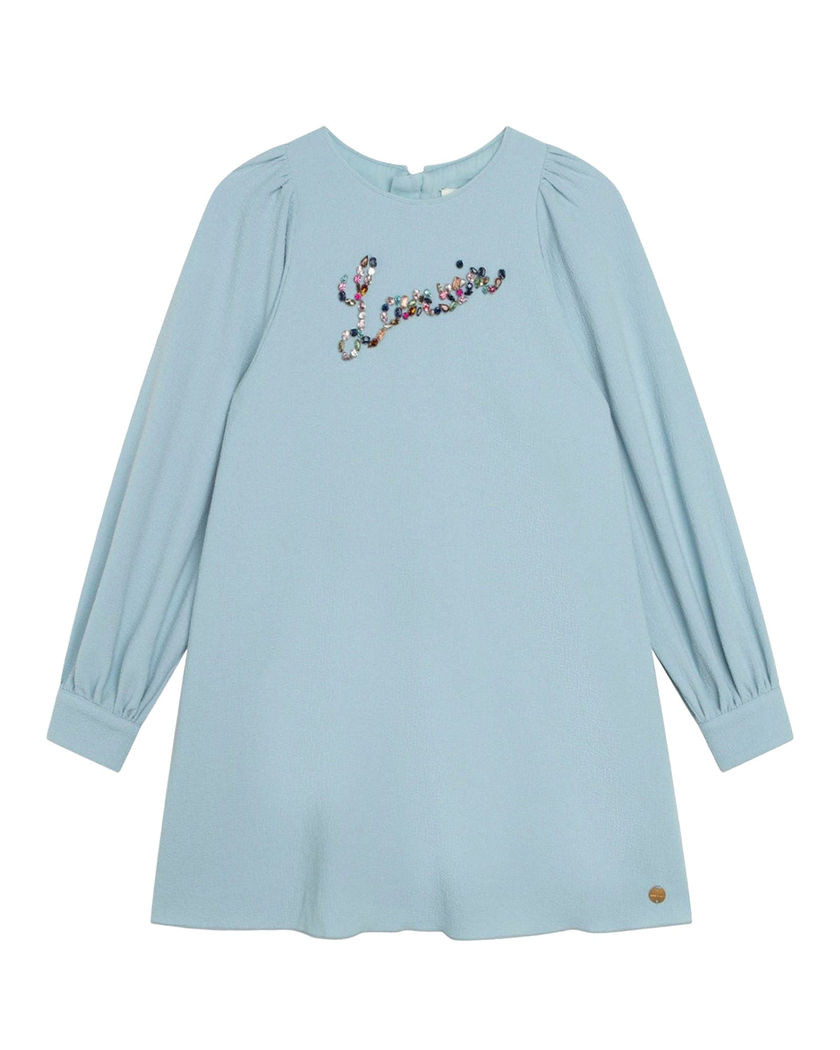 Robe de cérémonie en crêpe avec sigle manuscrit - Glacier Blue