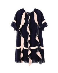 Robe couture en soie - Bleu amiral