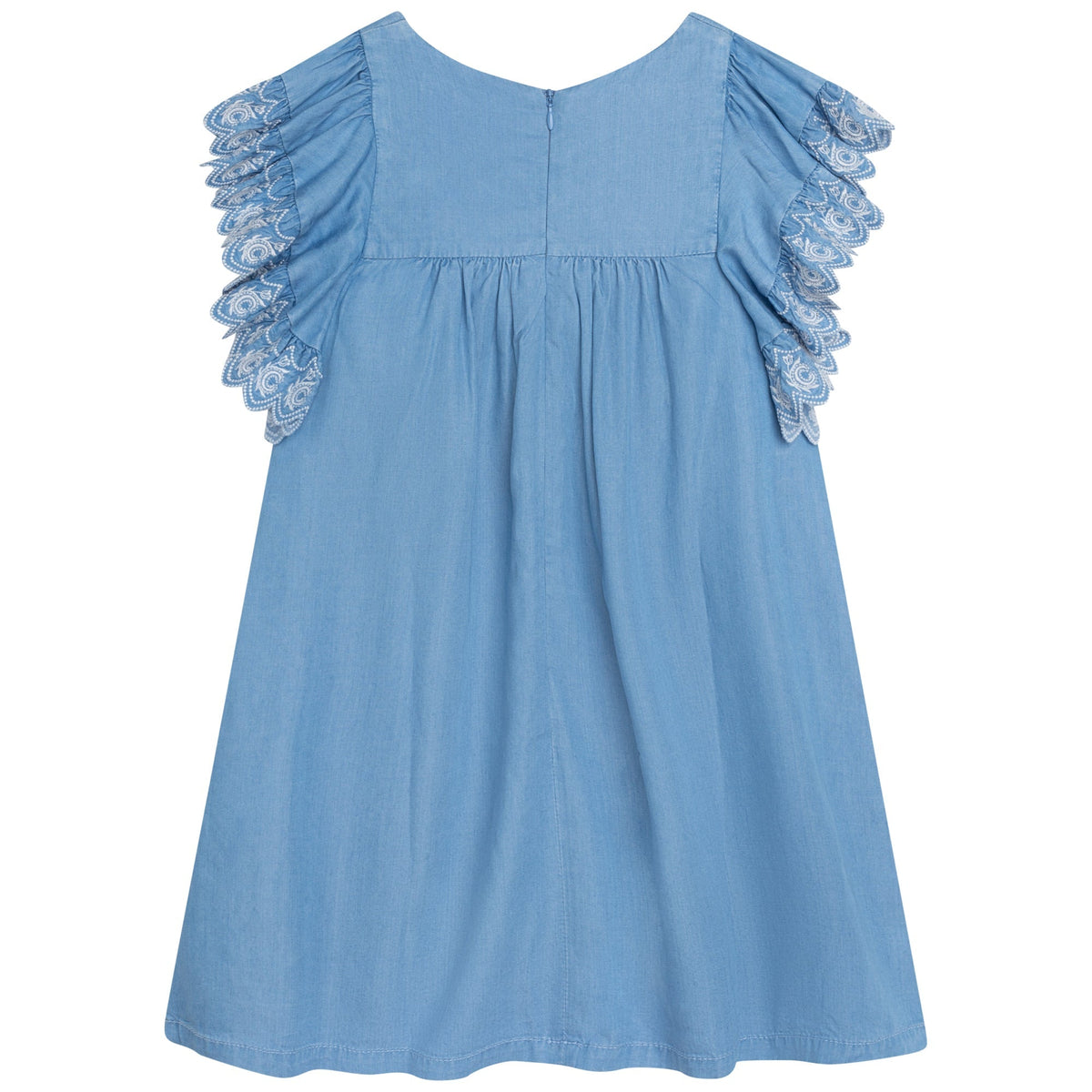 Robe larges manches brodées avec C - Denim Light