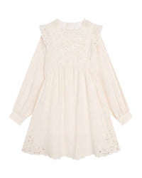 Robe à volants et broderie anglaise en coton - Craie