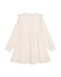Robe à volants et broderie anglaise en coton - Craie