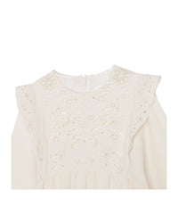 Robe à volants et broderie anglaise en coton - Craie