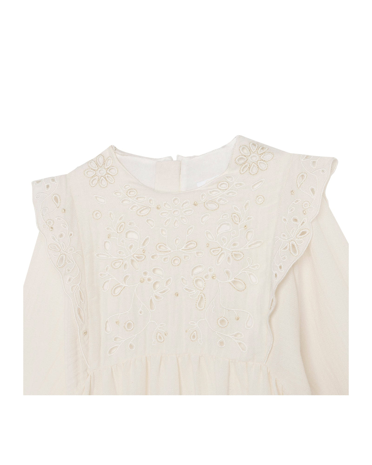 Robe à volants et broderie anglaise en coton - Craie