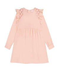 Robe manches longues en sergé - Bois de rose