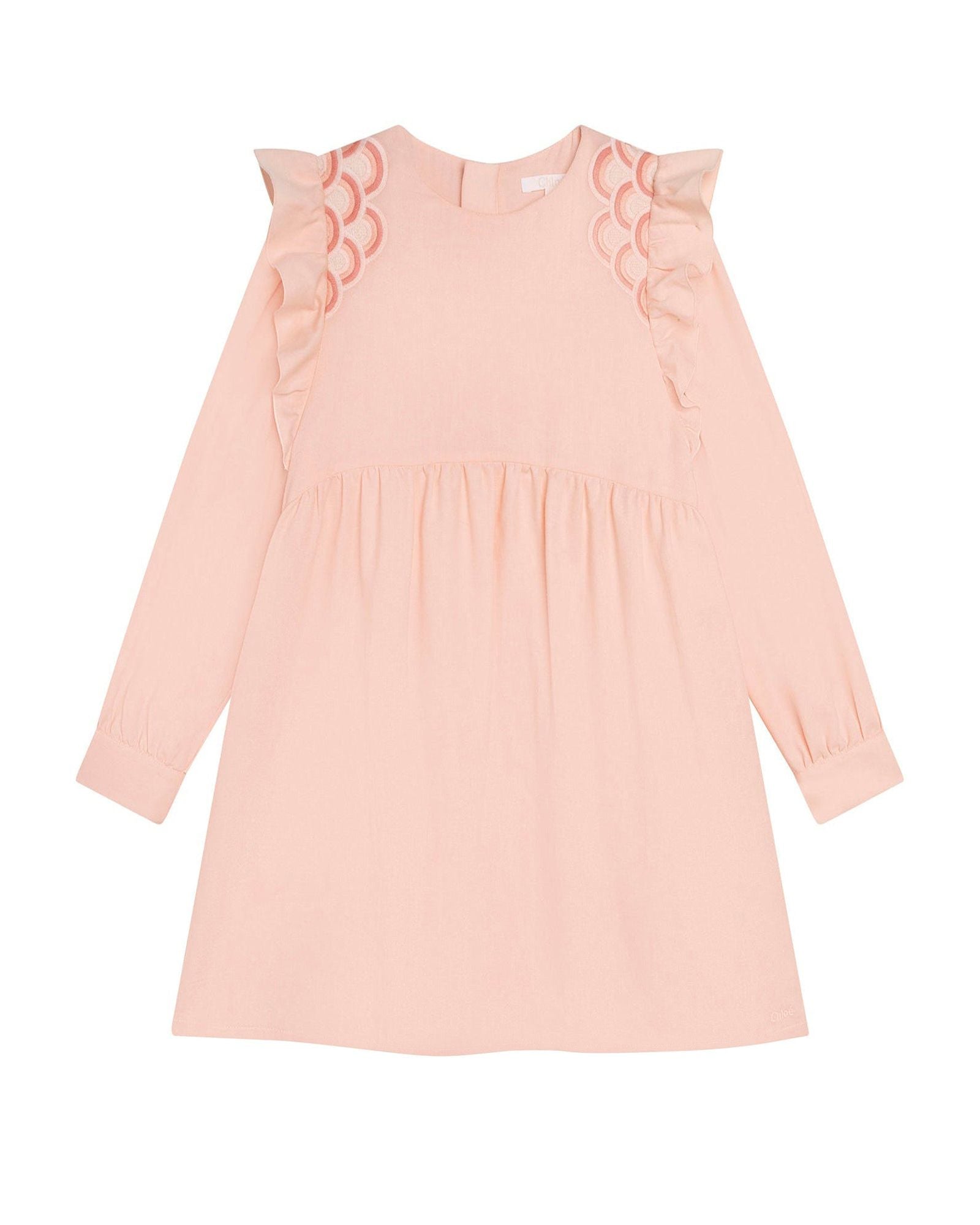 Robe manches longues en sergé - Bois de rose