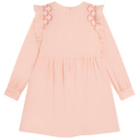 Robe manches longues en sergé - Bois de rose