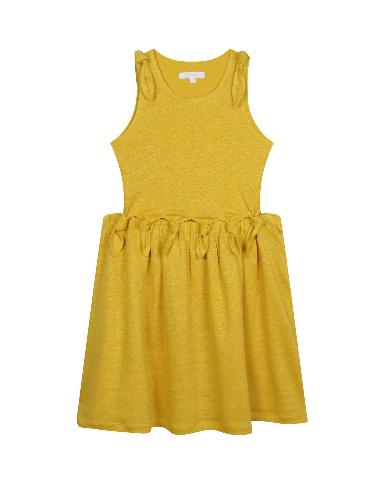 Robe longue à bretelles en lin - Yellowed