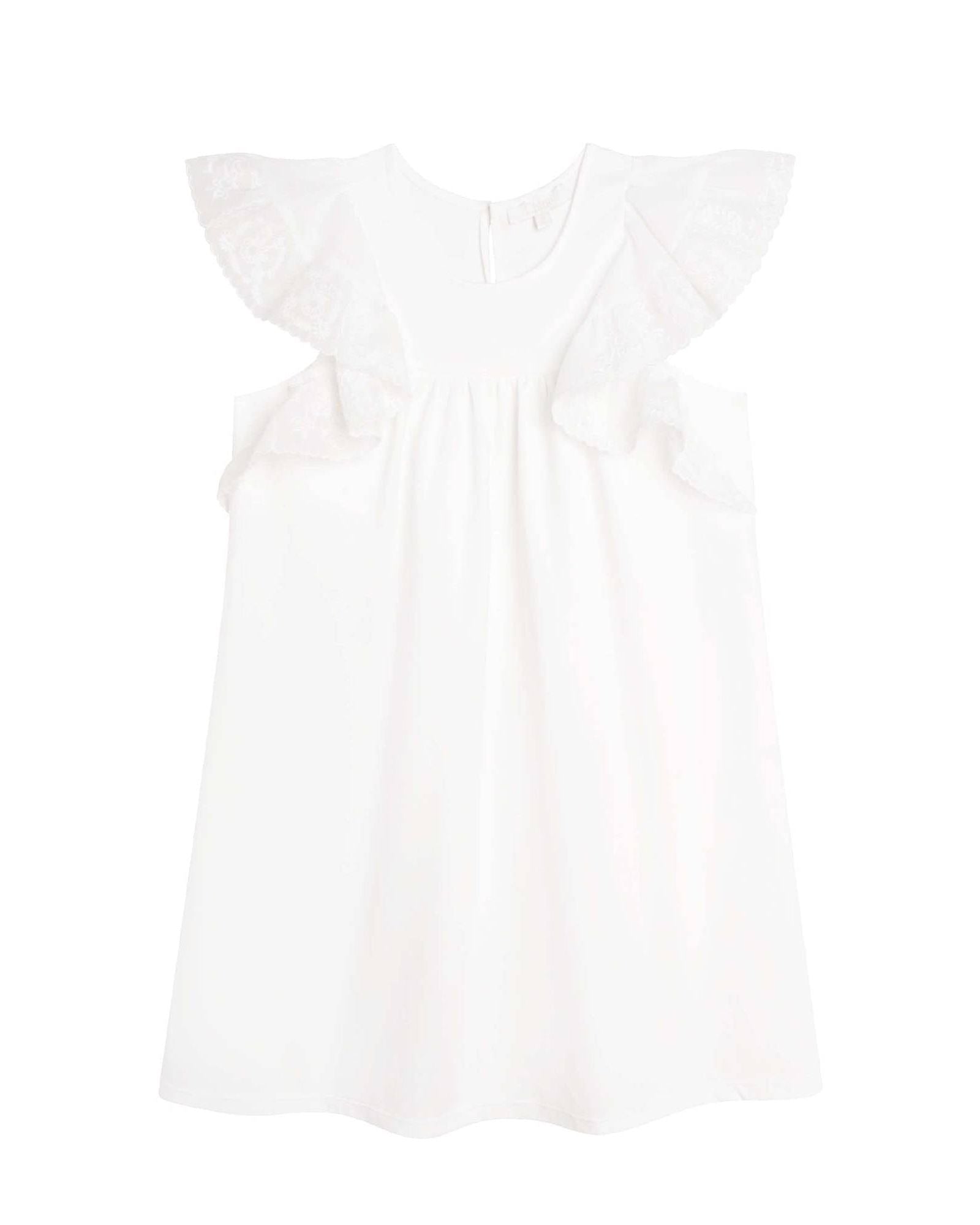 Flounced cotton dress - Off White