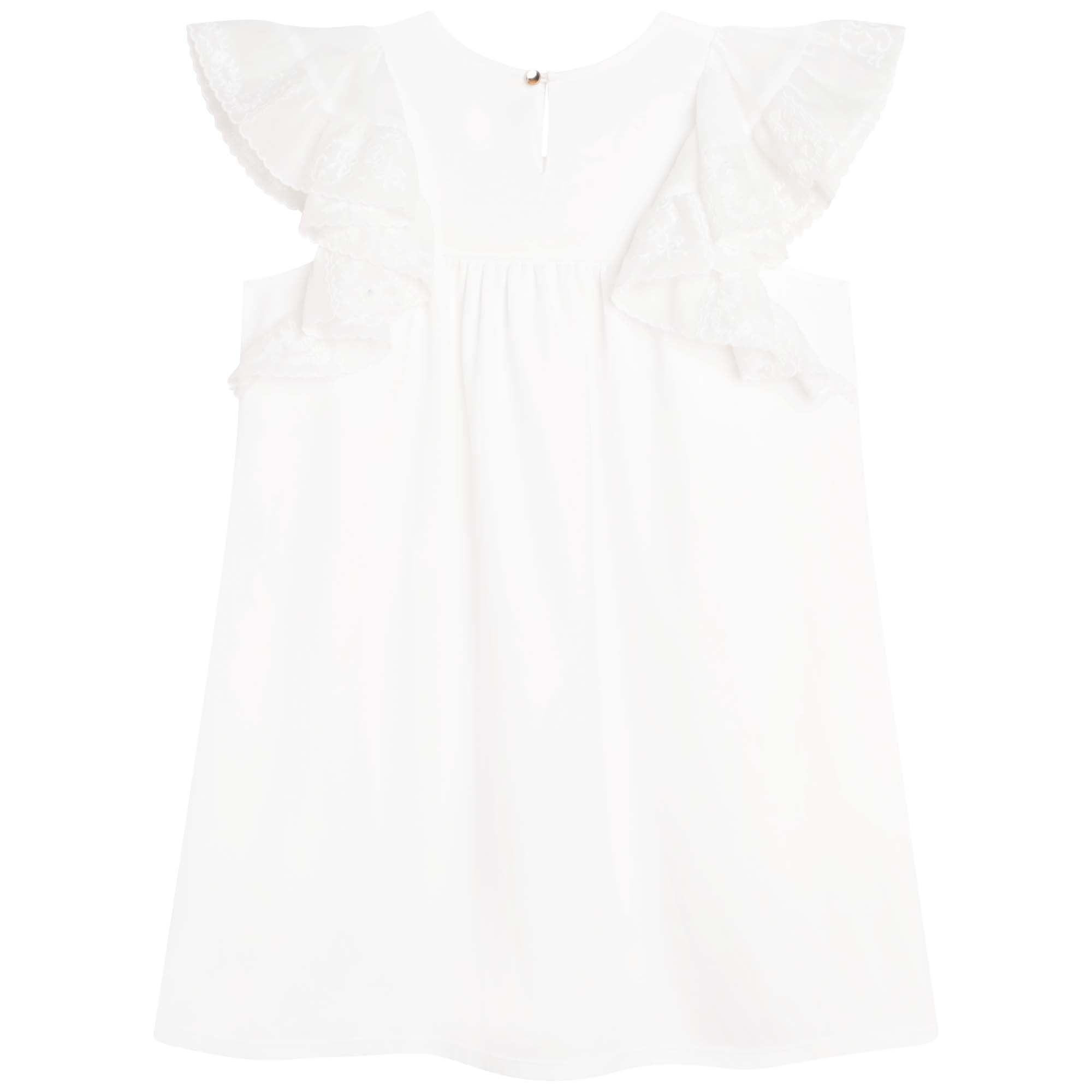 Flounced cotton dress - Off White