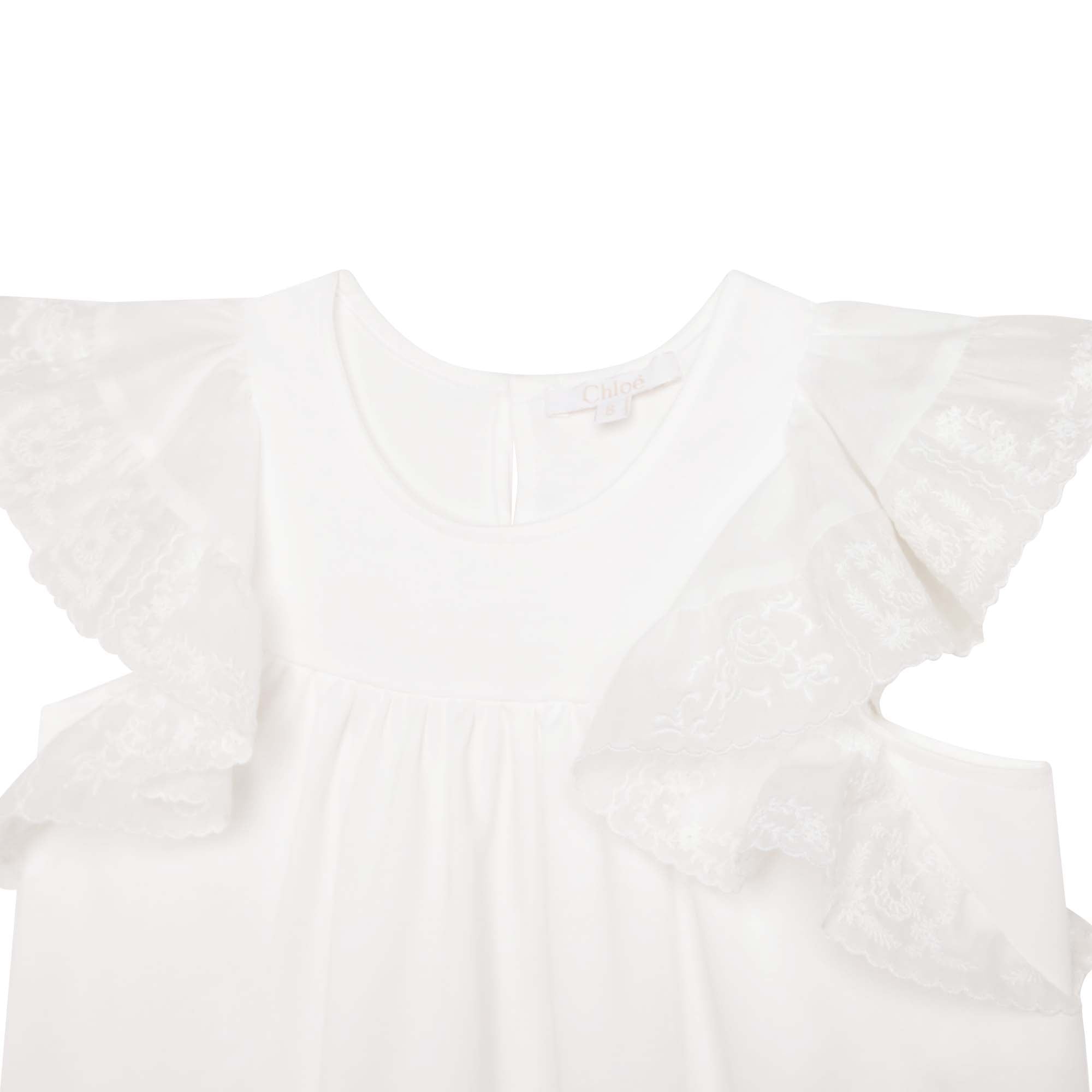Flounced cotton dress - Off White