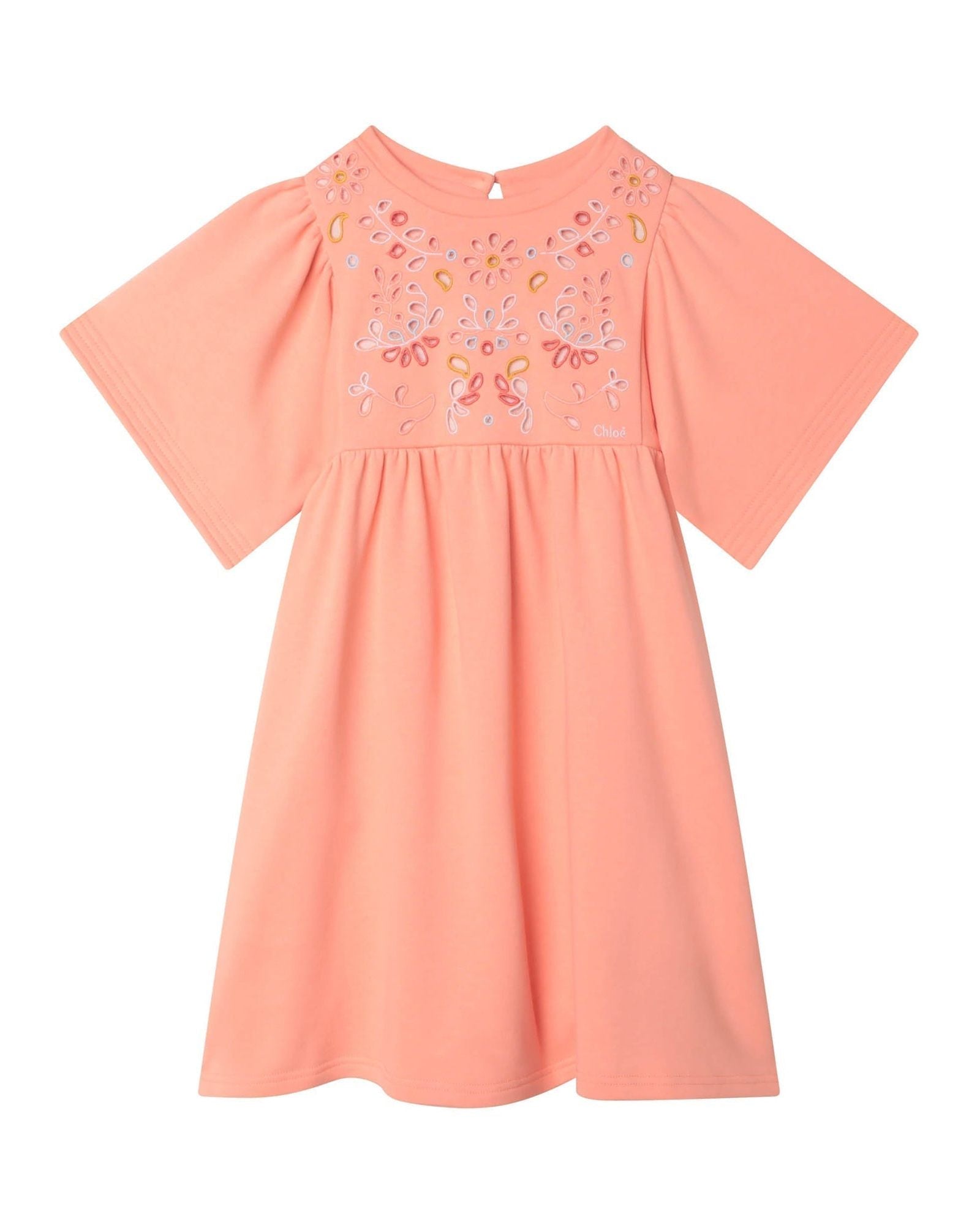 Robe détails fleurs en coton - Light Peach