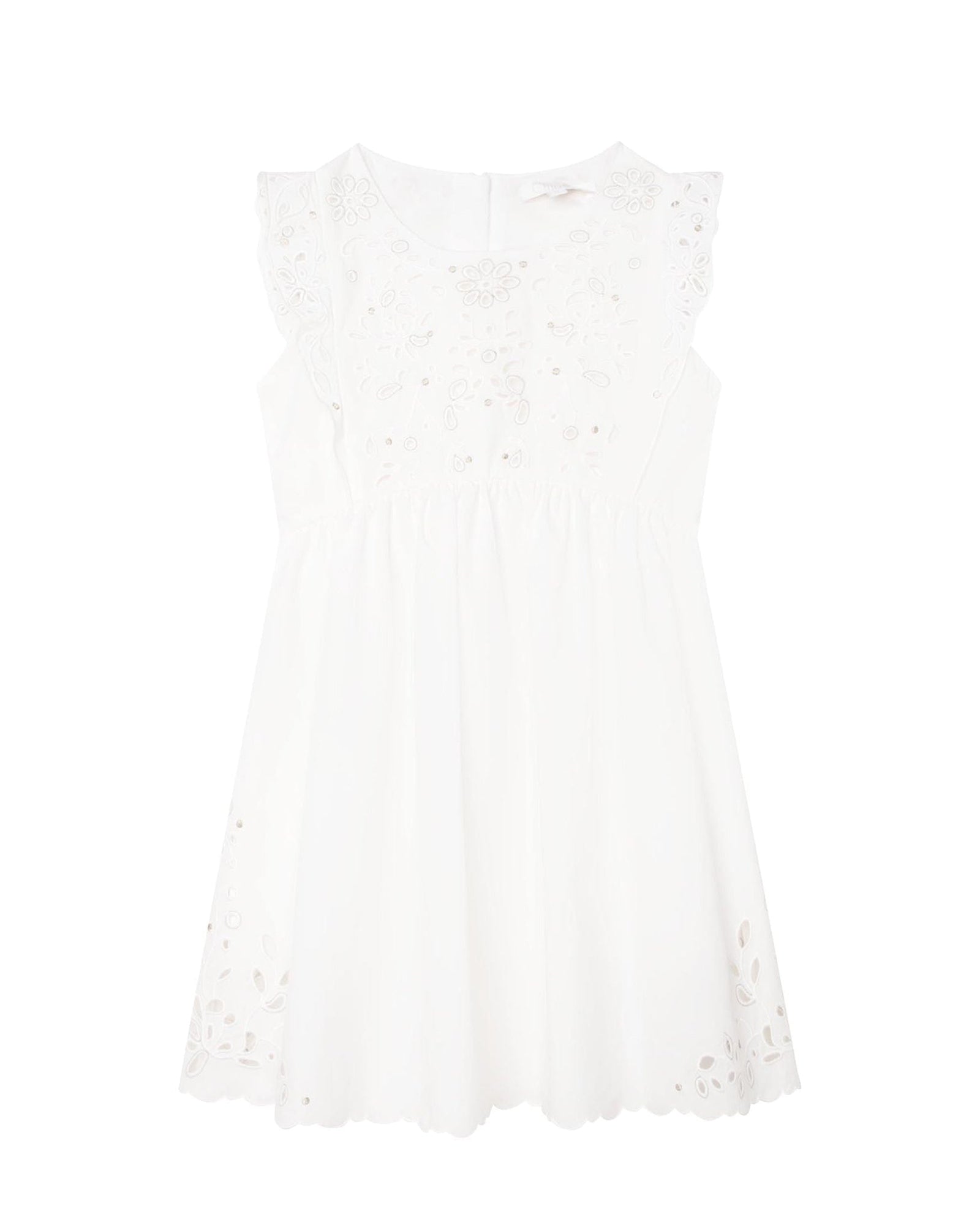 Robe à broderies anglaises en popeline - Offwhite