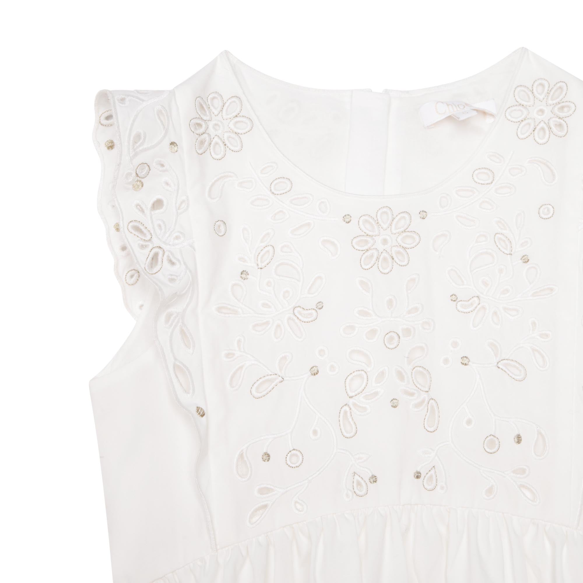 Robe à broderies anglaises en popeline - Offwhite