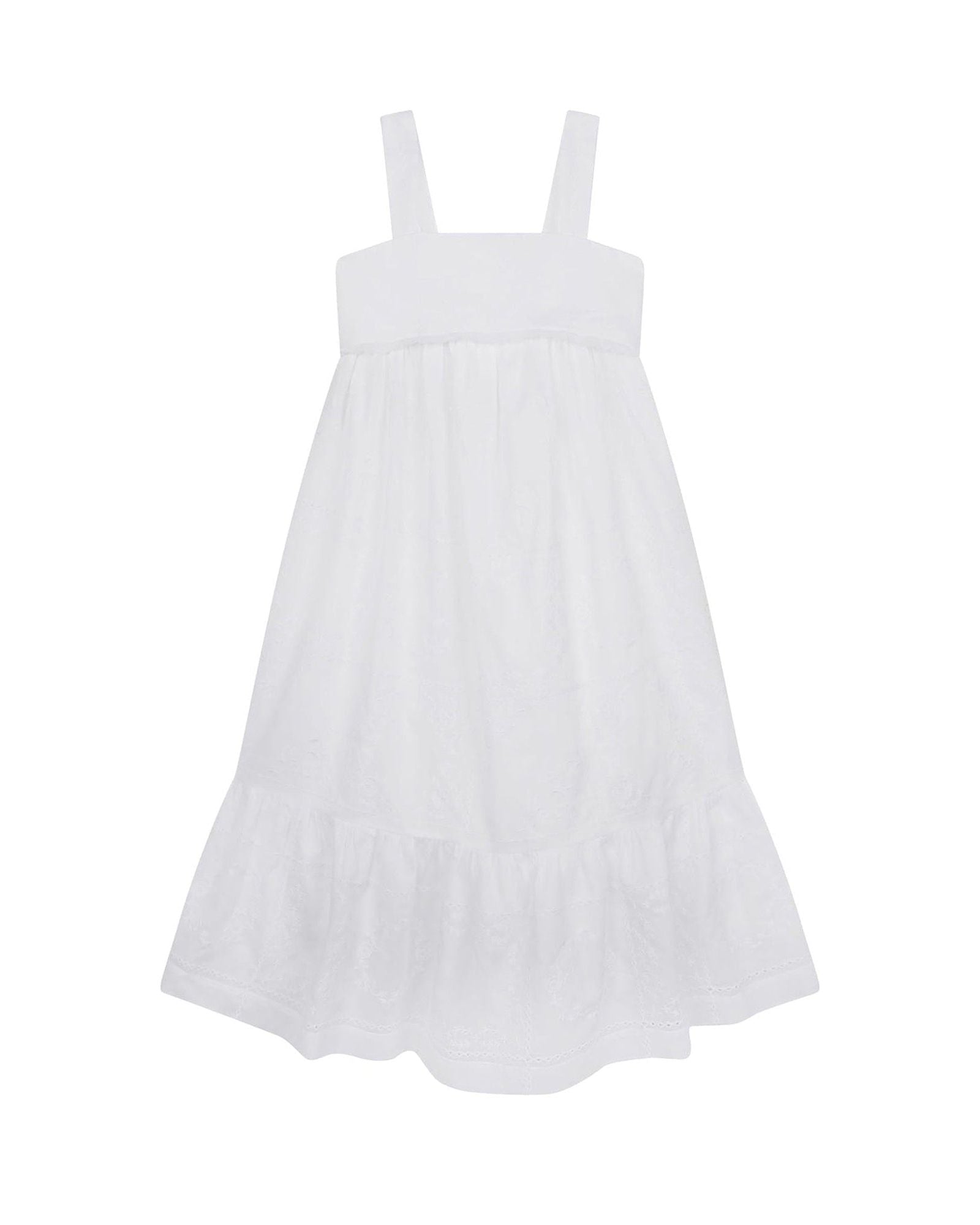 Robe à bretelles en broderie mouchoir - Offwhite