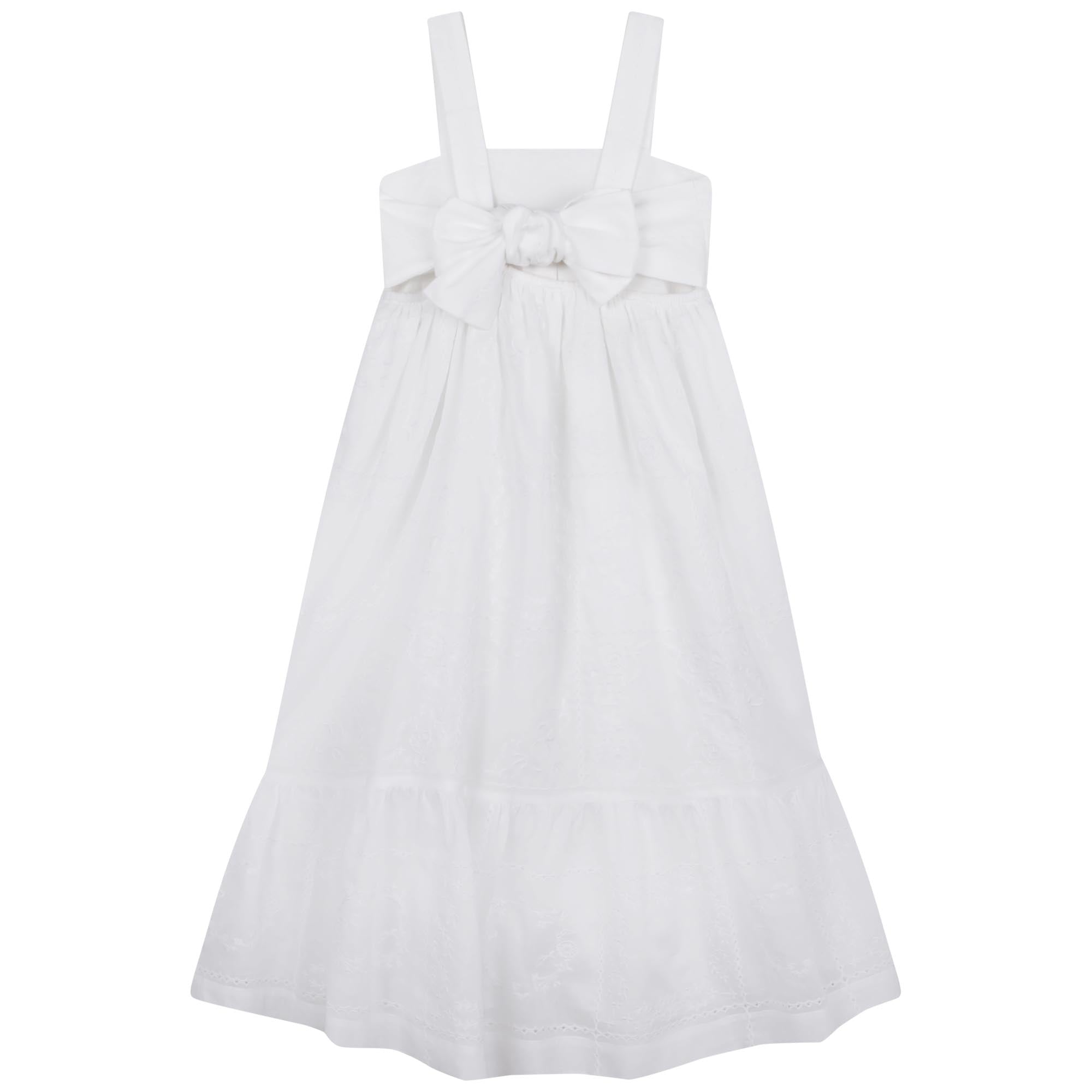 Robe à bretelles en broderie mouchoir - Offwhite