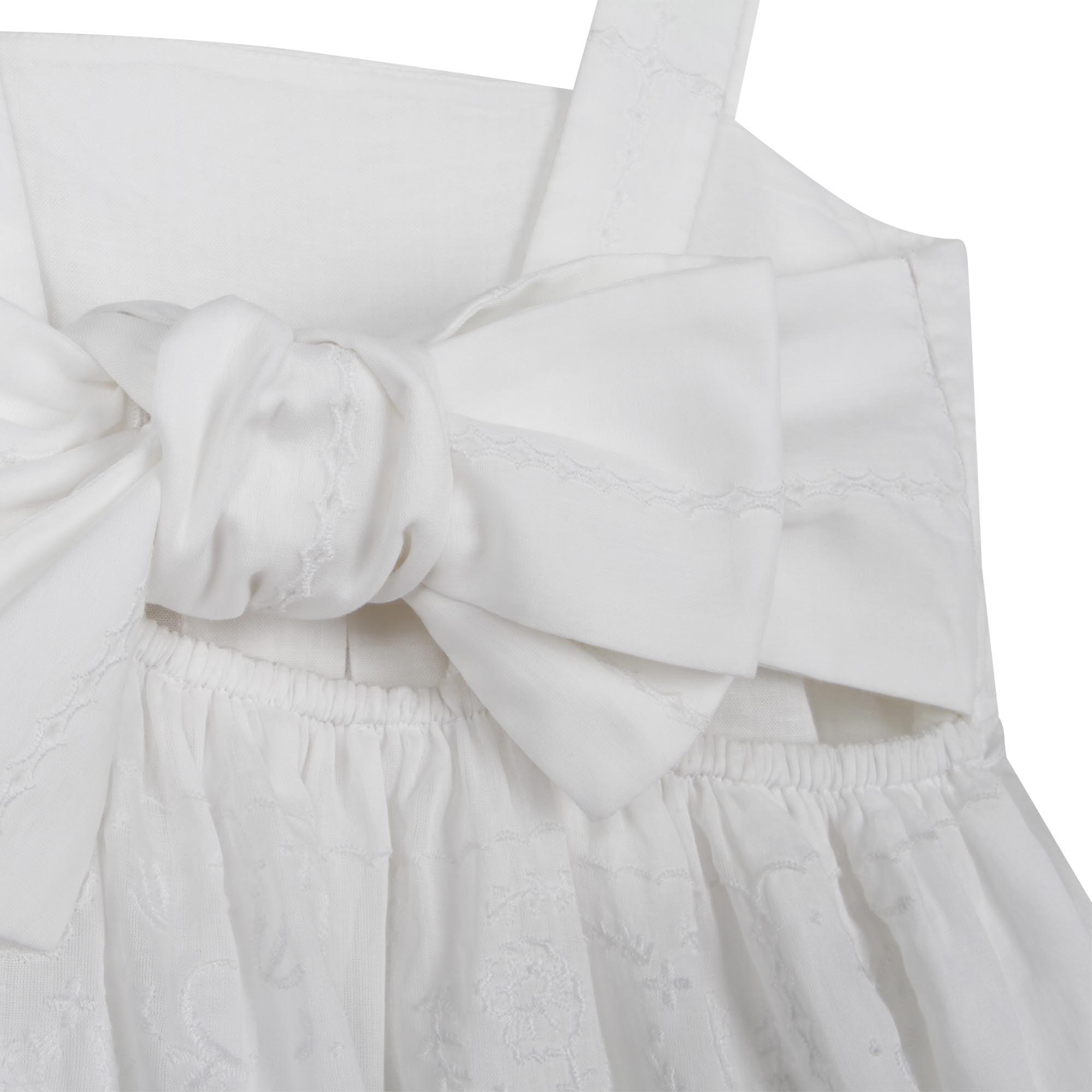 Robe à bretelles en broderie mouchoir - Offwhite