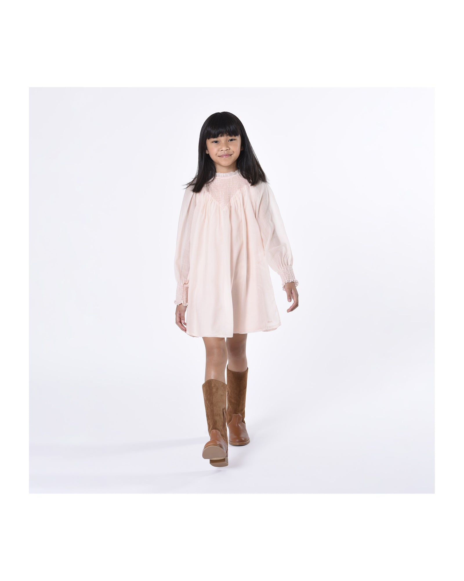 Robe de cérémonie en laine - Bois de rose
