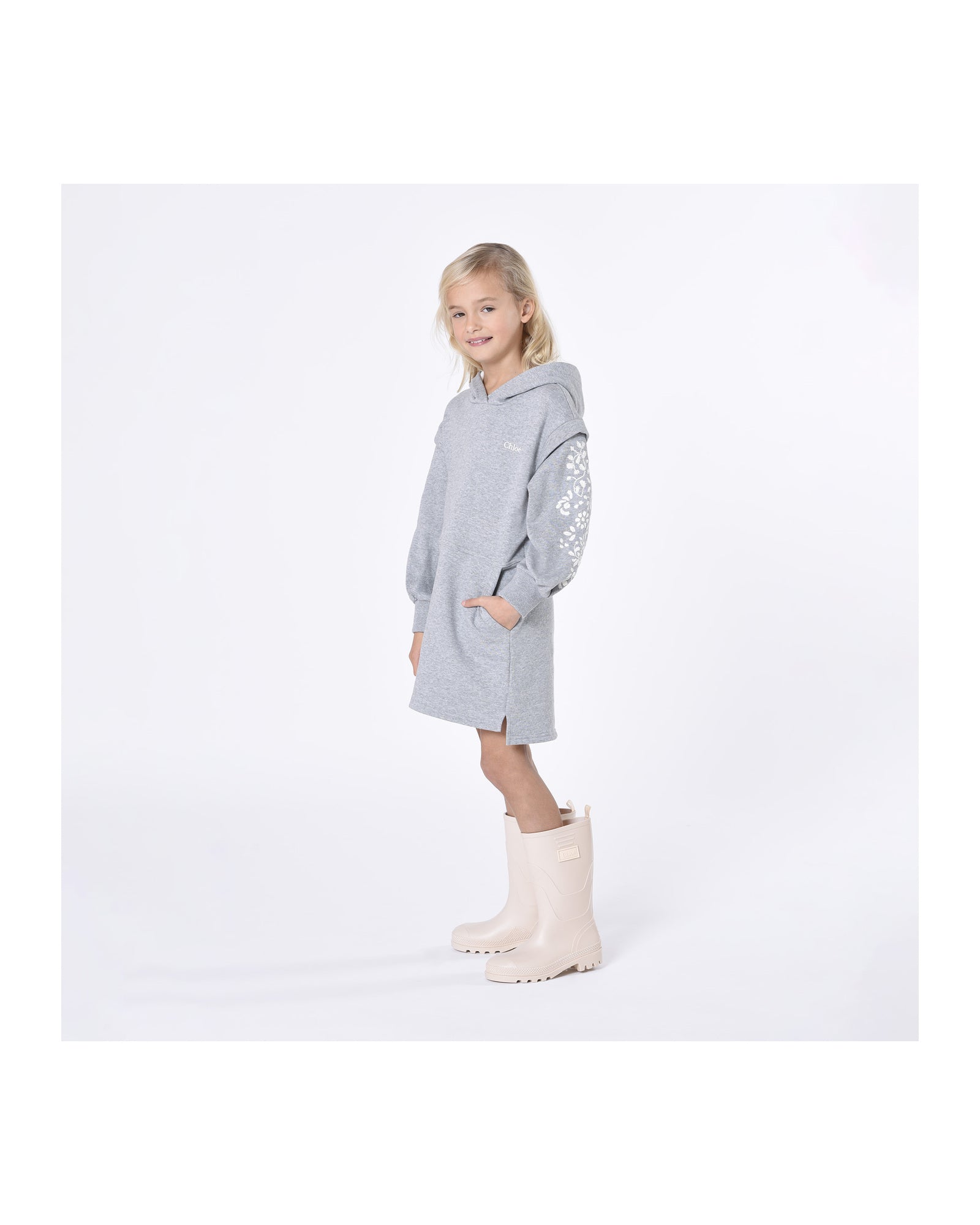 Robe à capuche en coton - Gris chiné