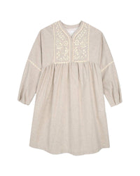 Robe avec broderie en coton - Beige Chine