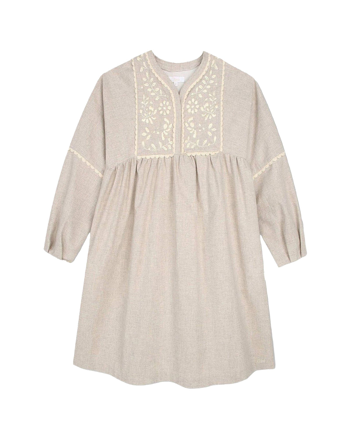 Robe avec broderie en coton - Beige Chine