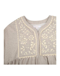 Robe avec broderie en coton - Beige Chine