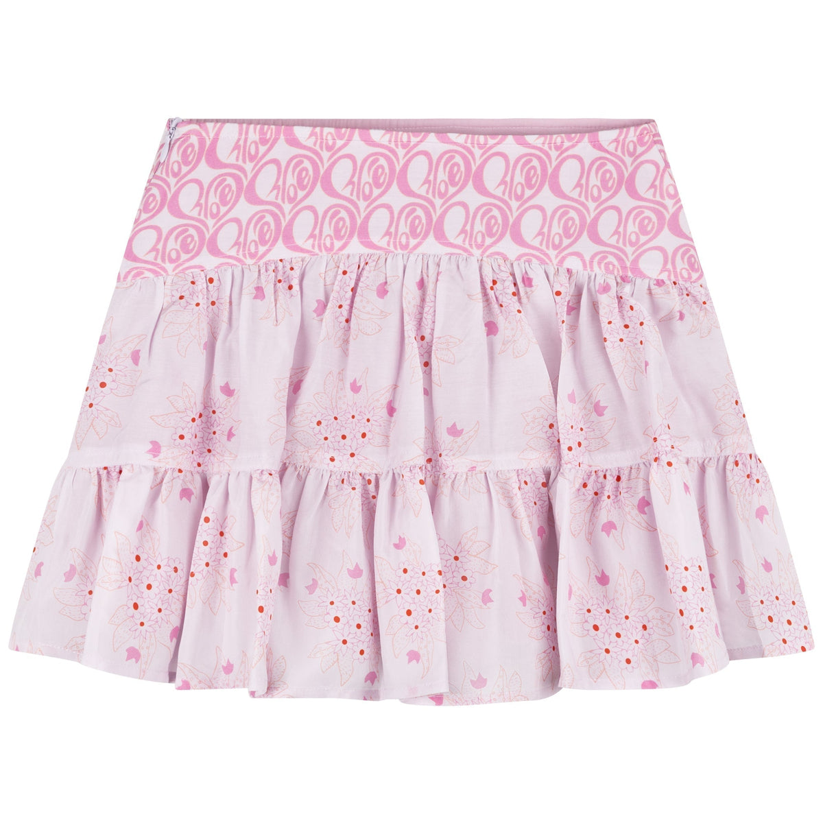 Jupe à motifs en soie - Rose Rouge