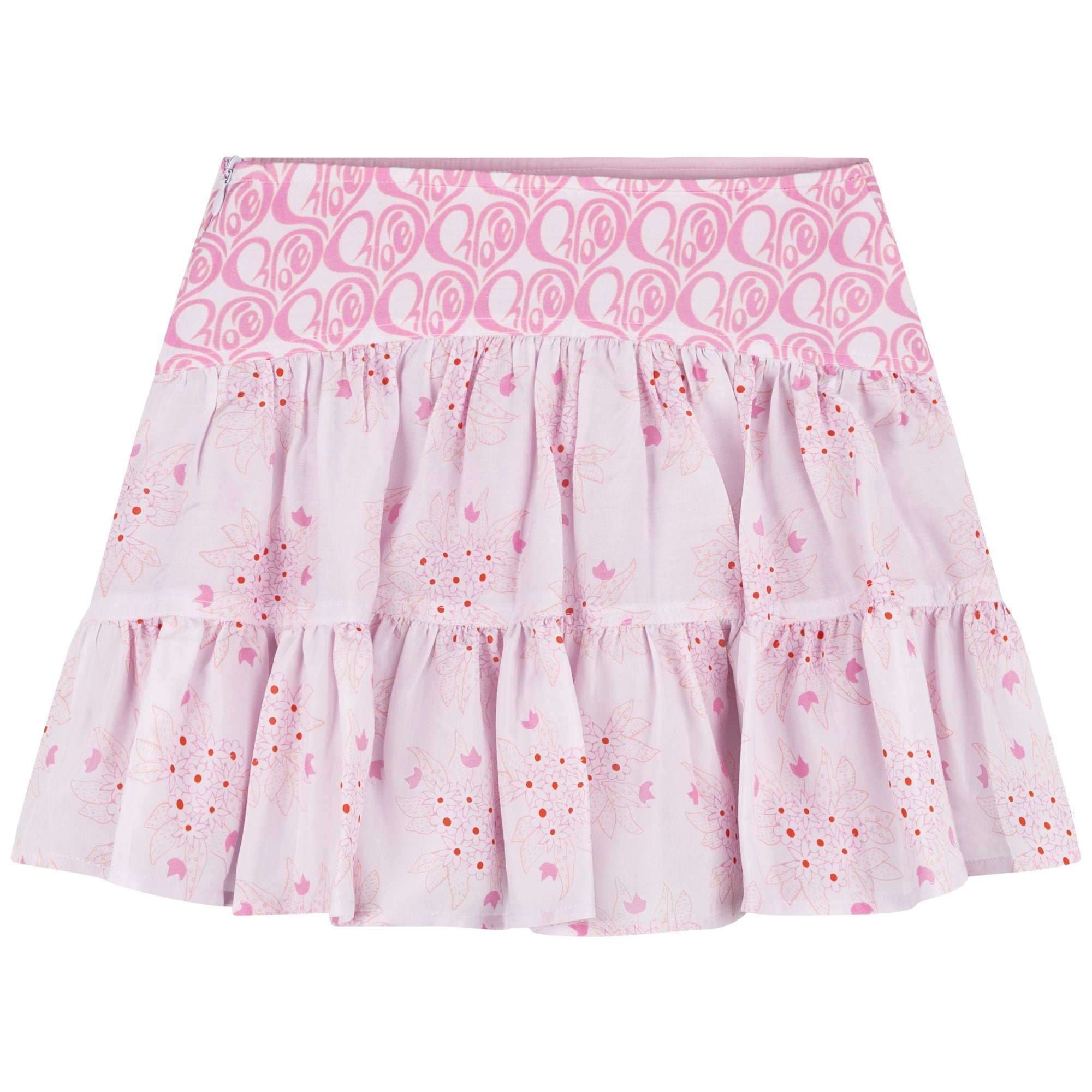 Mixed silk skirt - Red Rose