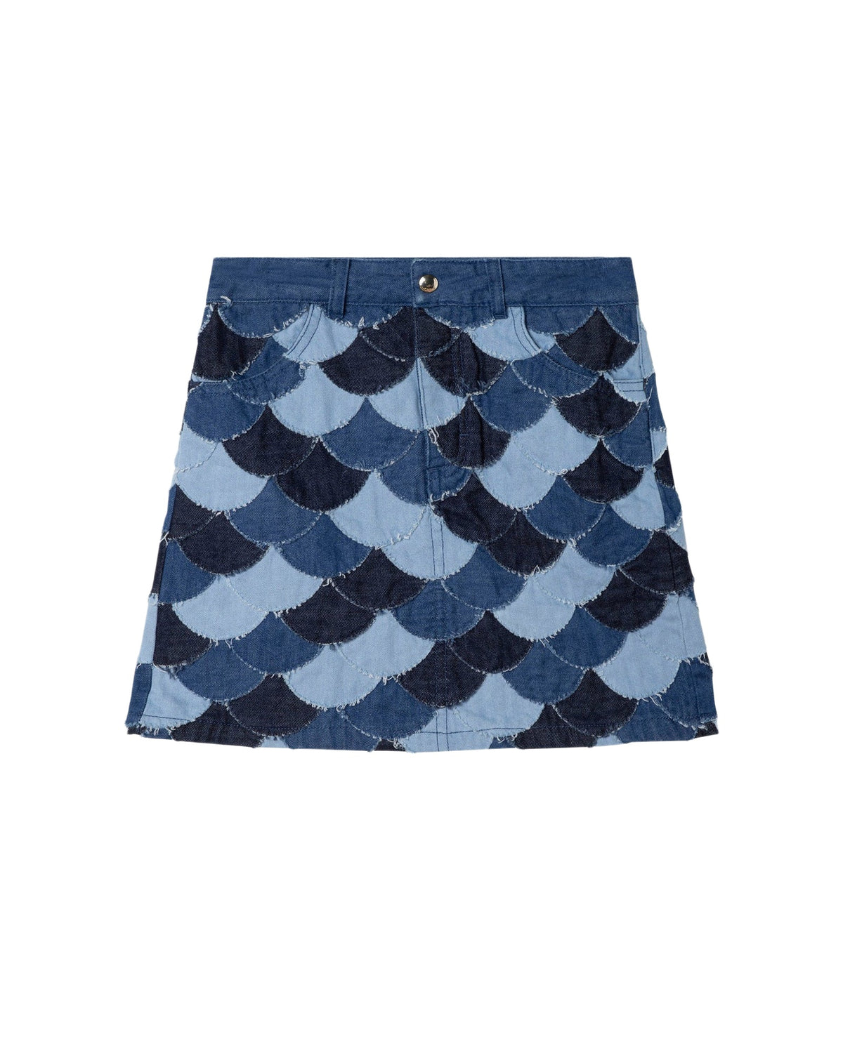 Jupe en patchwork de denim - Denim Blue