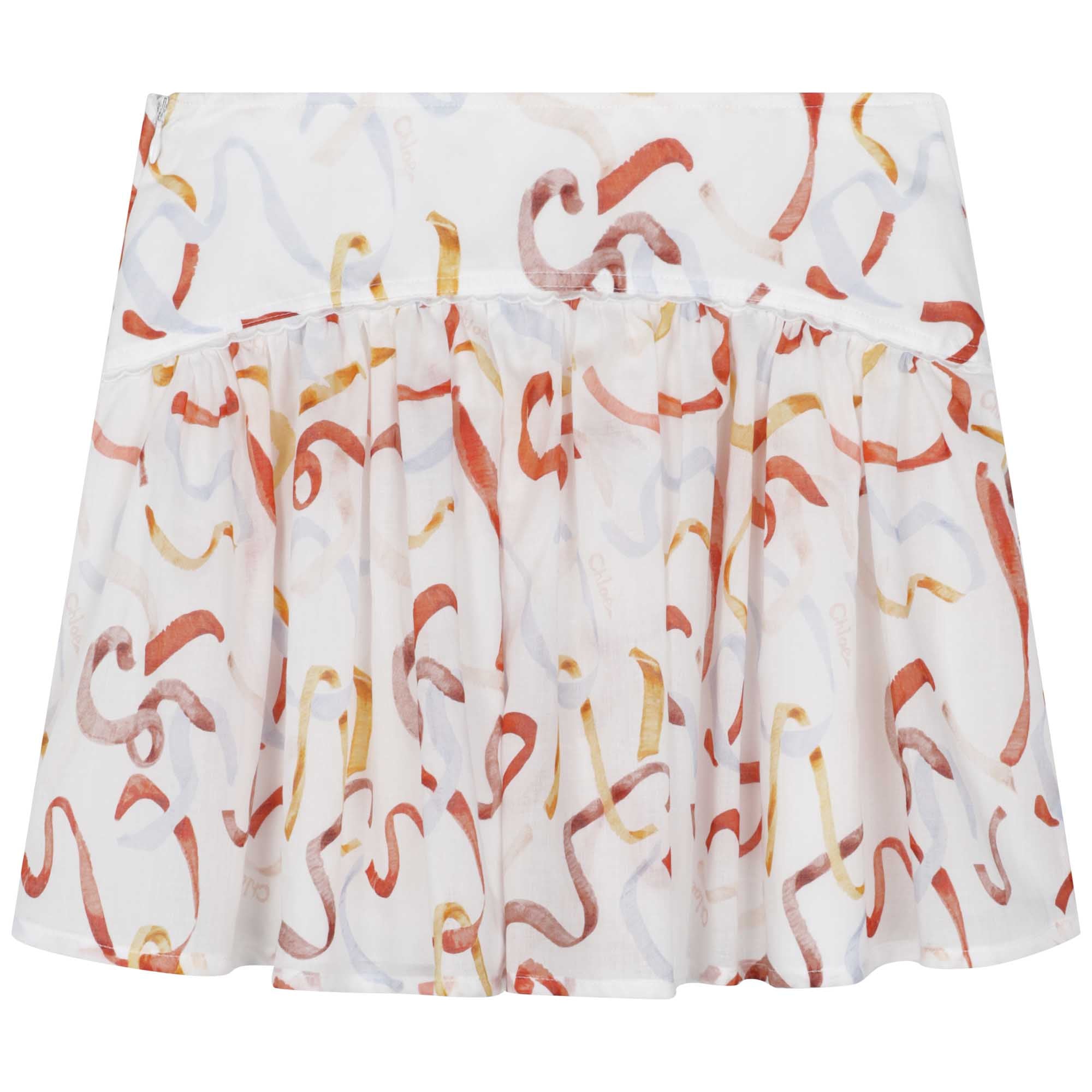 Ribbon print skirt in cotton voile - Multicolor