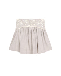 Jupe brodée en coton - Beige Chiné
