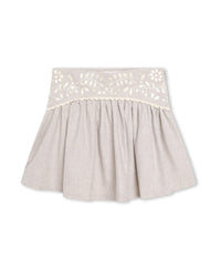Embroidered cotton skirt - Beige Chiné