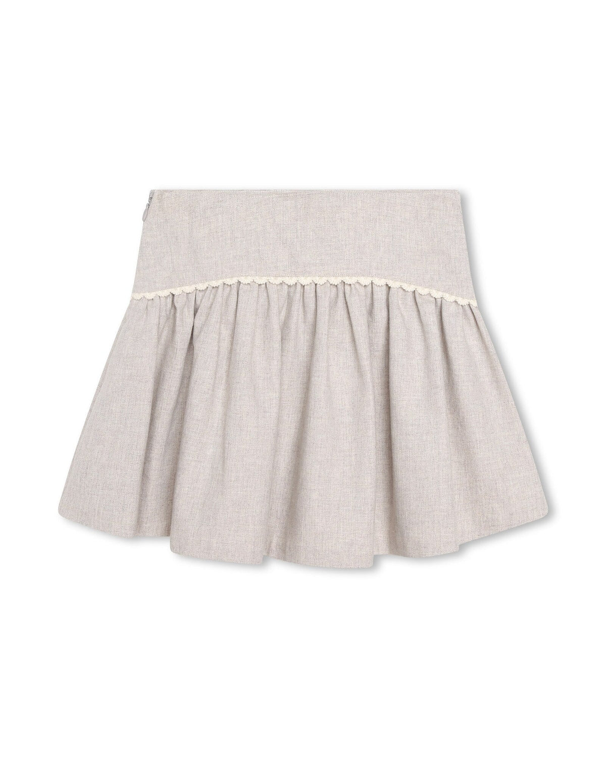 Jupe brodée en coton - Beige Chiné