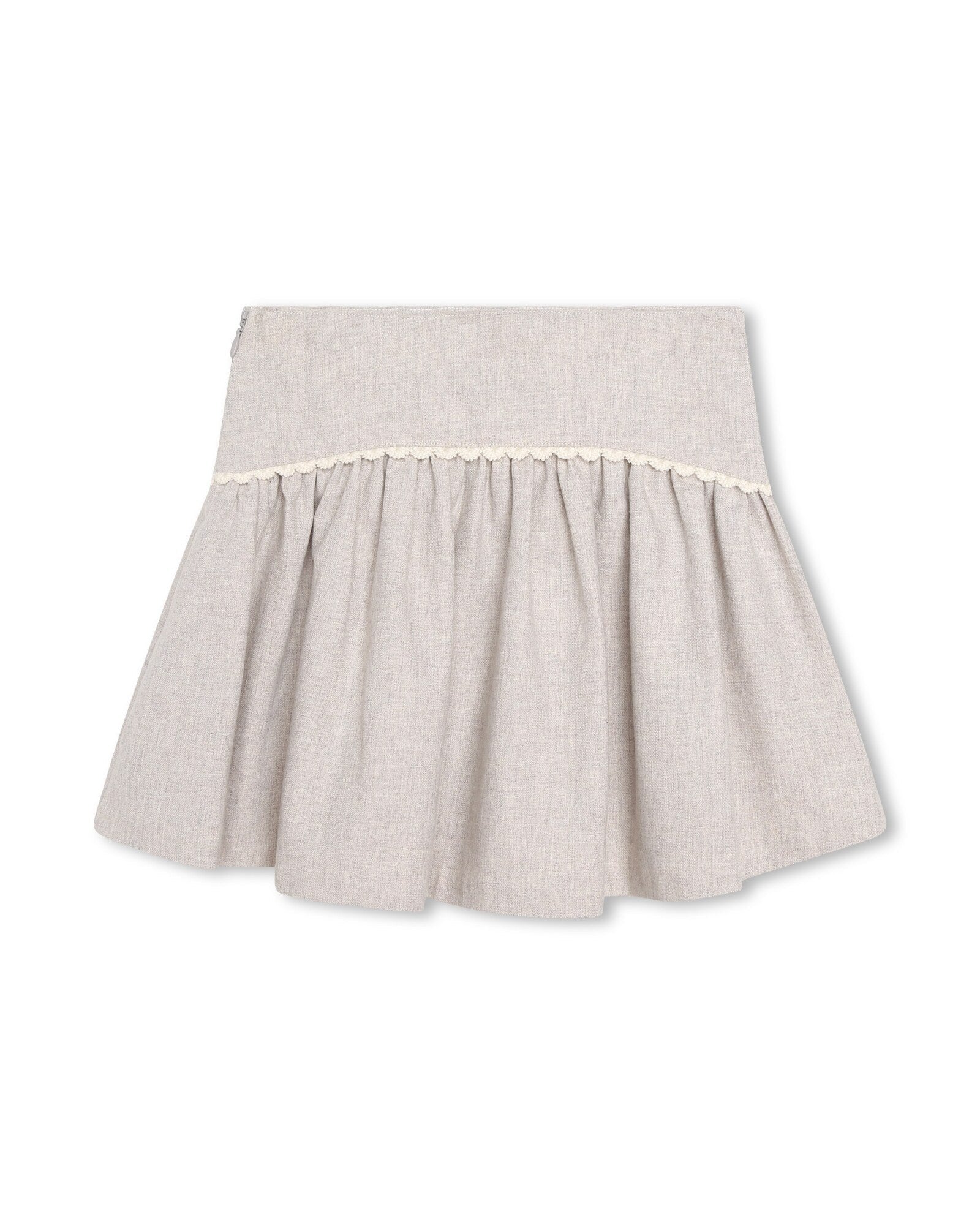 Embroidered cotton skirt - Beige Chiné