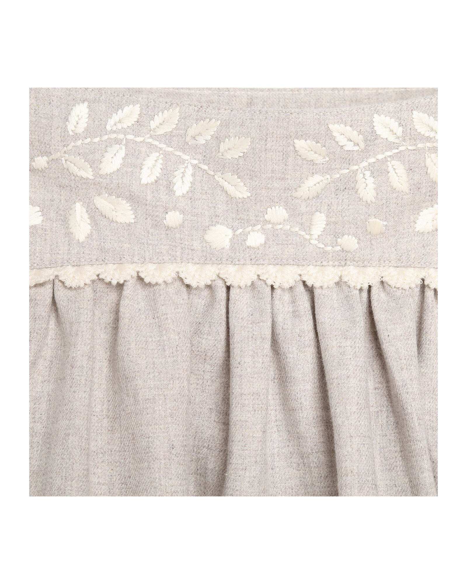 Embroidered cotton skirt - Beige Chiné