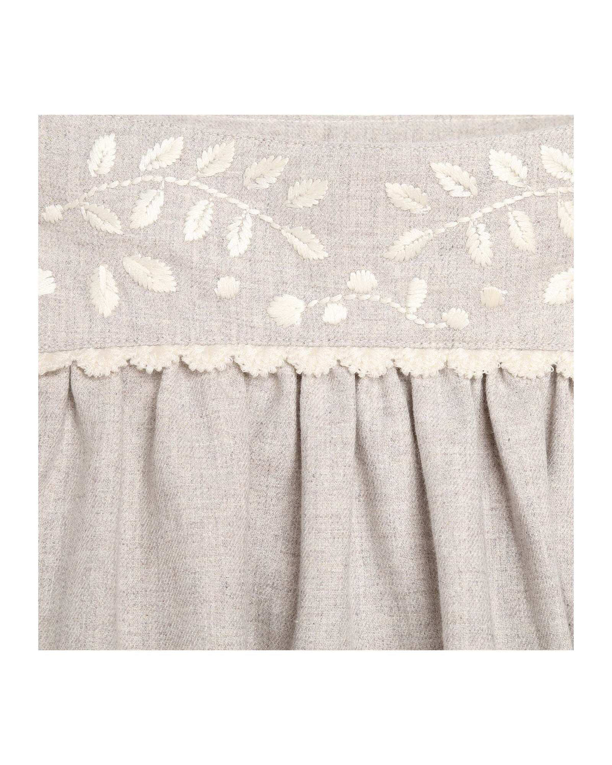 Jupe brodée en coton - Beige Chiné
