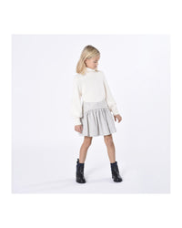 Jupe brodée en coton - Beige Chiné