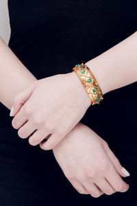 Gipsy sleeve in fine gold and Malachite - Green
