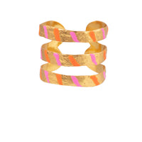 Manchette Bianca dorée à l'or fin et émail - Rose & Orange