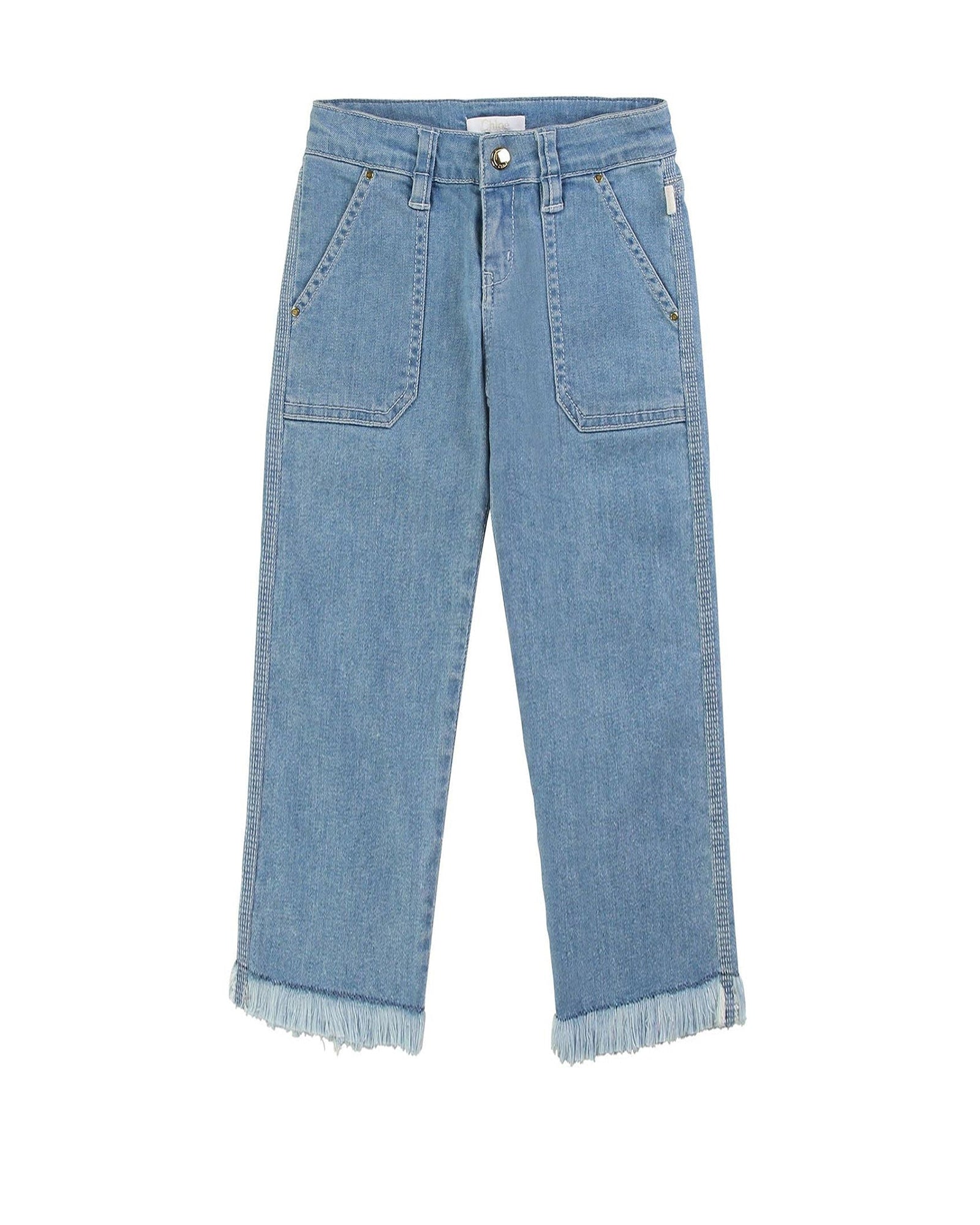 Pantacourt à franges en denim - Denim Blue