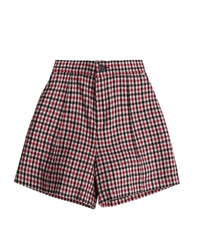Short à petits carreaux - Rouge foncé