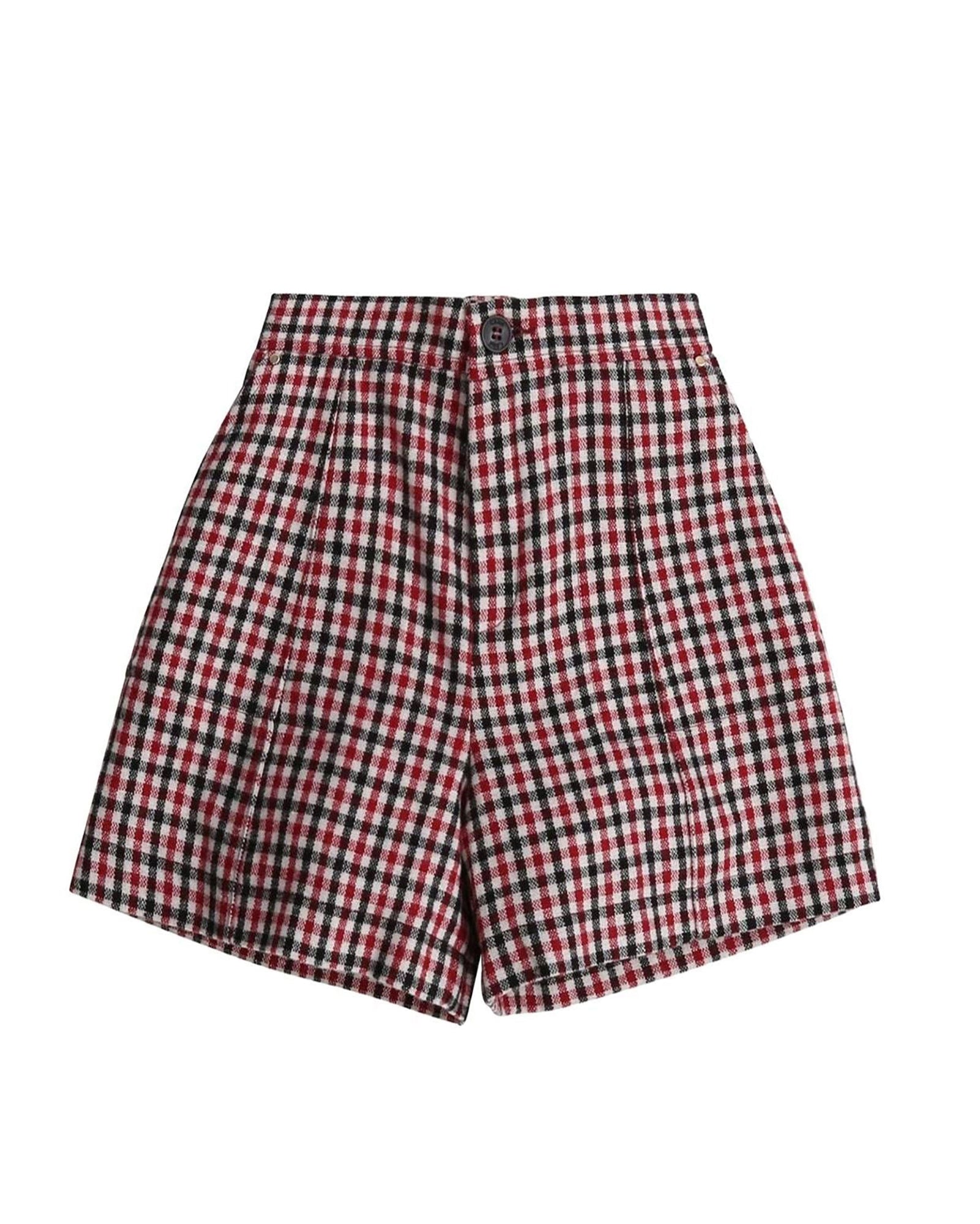 Short à petits carreaux - Rouge foncé