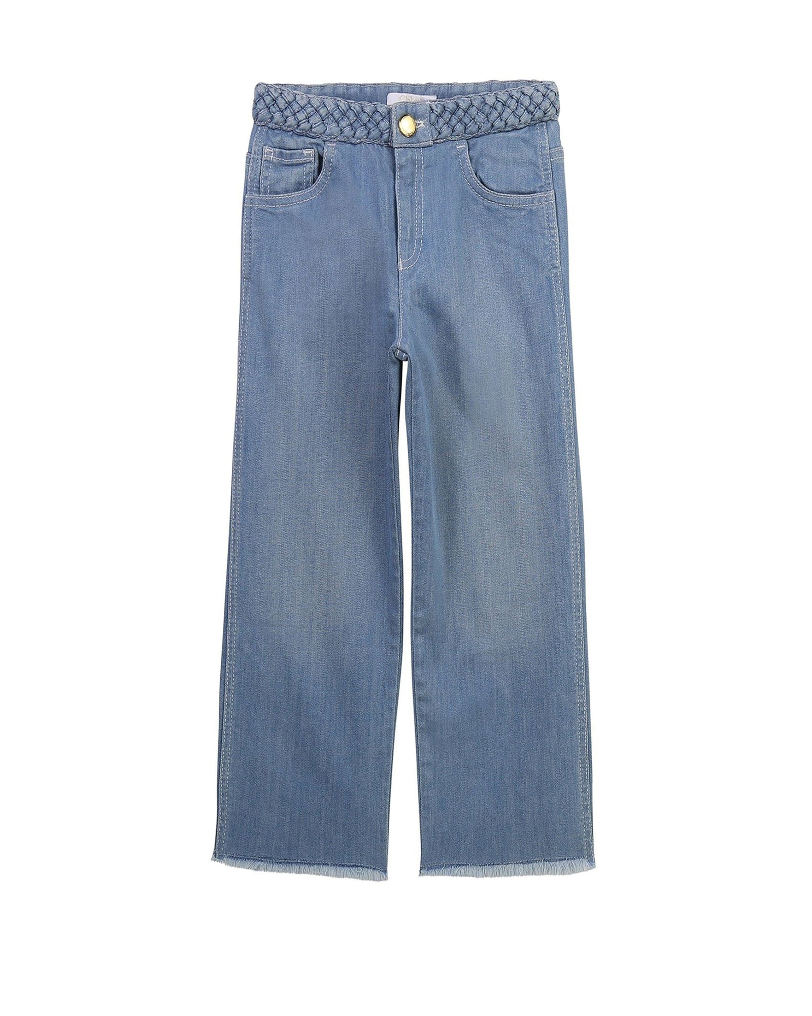 High-waisted denim trousers - Denim Blue