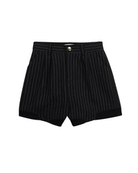 Linen striped shorts - Bleu Amiral