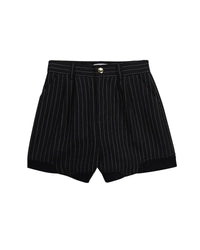 Short en lin à rayure tennis - Bleu amiral
