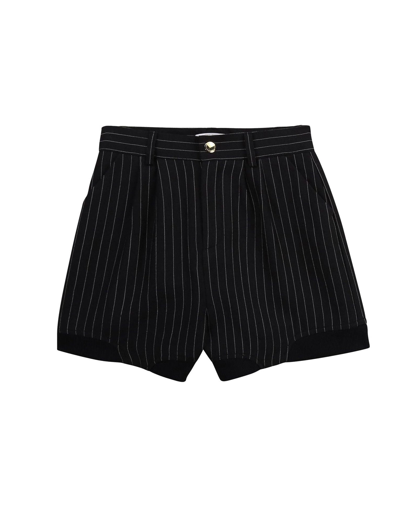 Short en lin à rayure tennis - Bleu amiral