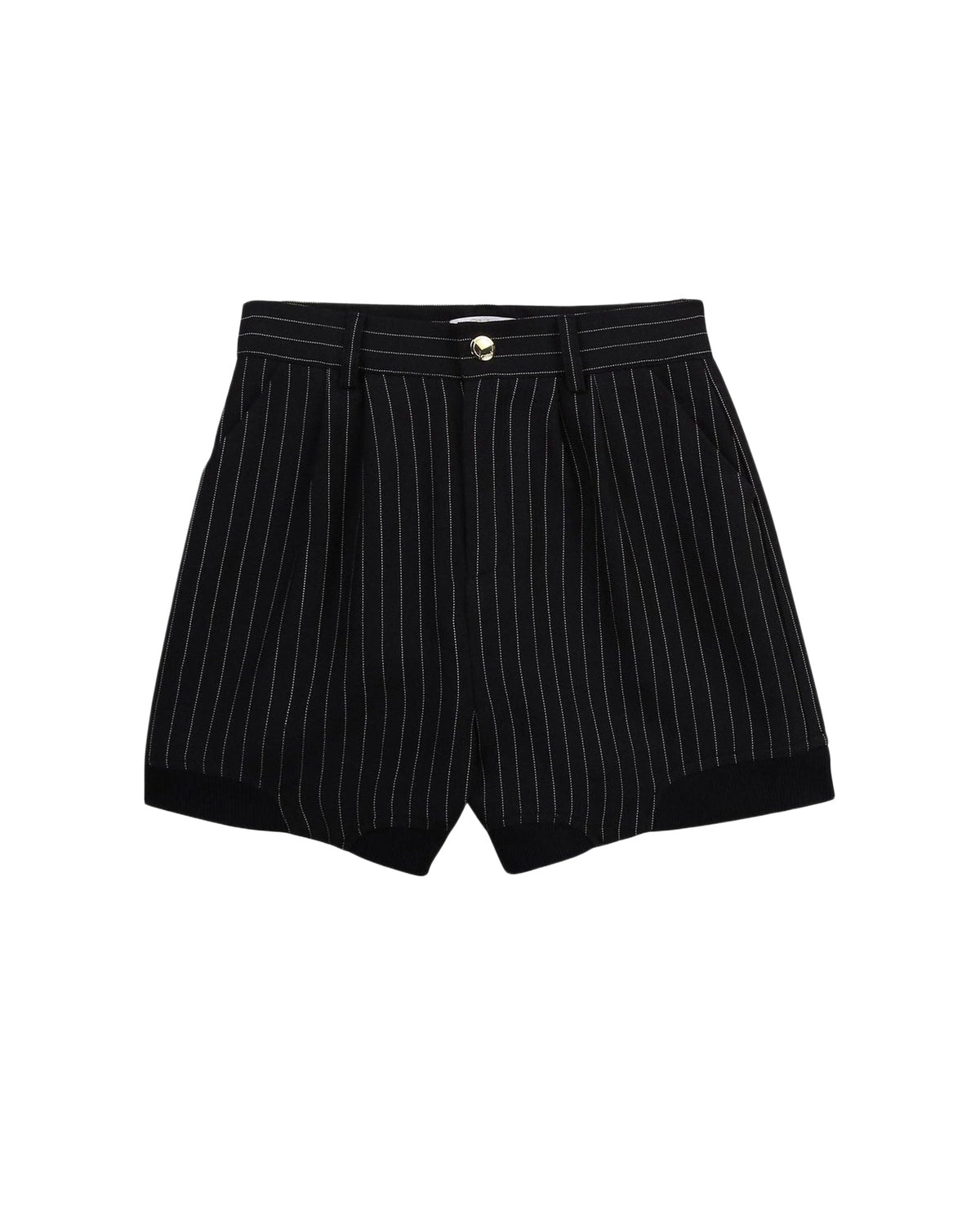 Short en lin & coton avec "rayure tennis" - Bleu Amiral